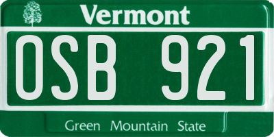 VT license plate OSB921