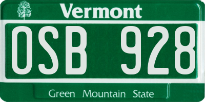 VT license plate OSB928