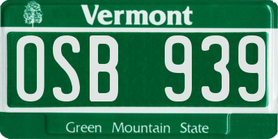 VT license plate OSB939