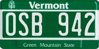 VT license plate OSB942