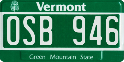 VT license plate OSB946