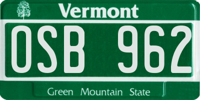 VT license plate OSB962