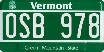 VT license plate OSB978