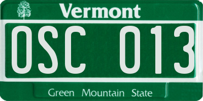 VT license plate OSC013