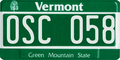 VT license plate OSC058