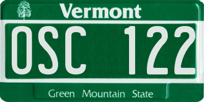 VT license plate OSC122