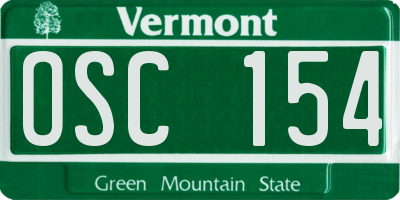 VT license plate OSC154