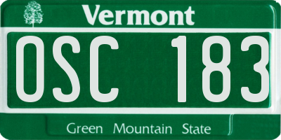 VT license plate OSC183