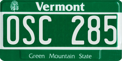 VT license plate OSC285