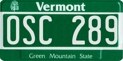 VT license plate OSC289