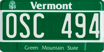 VT license plate OSC494