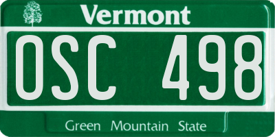 VT license plate OSC498