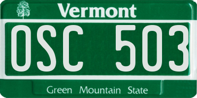 VT license plate OSC503