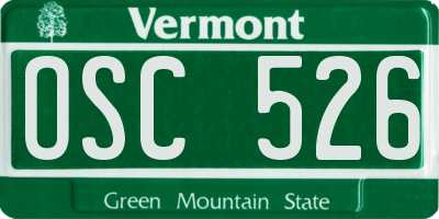 VT license plate OSC526