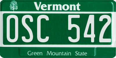 VT license plate OSC542