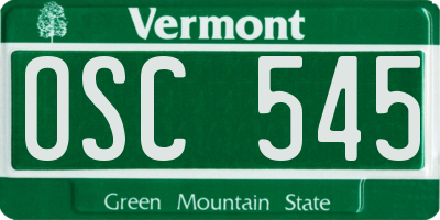 VT license plate OSC545