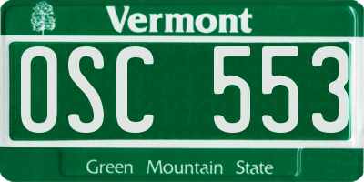 VT license plate OSC553