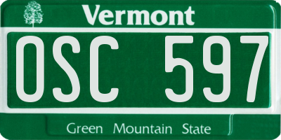 VT license plate OSC597