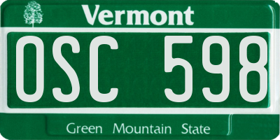 VT license plate OSC598
