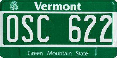 VT license plate OSC622