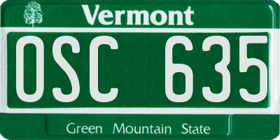 VT license plate OSC635