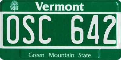 VT license plate OSC642