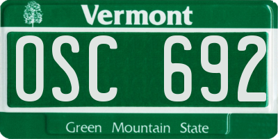VT license plate OSC692
