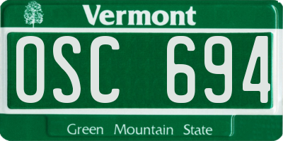 VT license plate OSC694