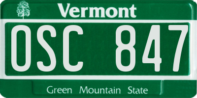VT license plate OSC847