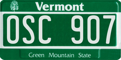 VT license plate OSC907