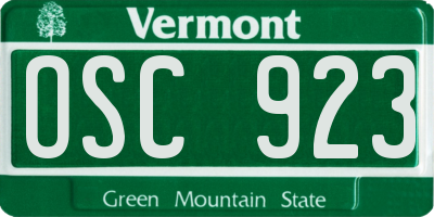 VT license plate OSC923
