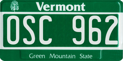 VT license plate OSC962