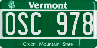 VT license plate OSC978