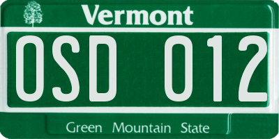 VT license plate OSD012