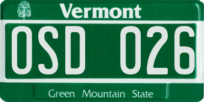 VT license plate OSD026
