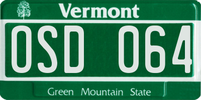 VT license plate OSD064