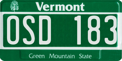 VT license plate OSD183