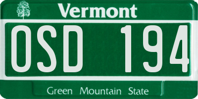 VT license plate OSD194