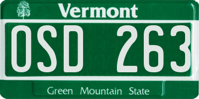 VT license plate OSD263