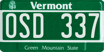 VT license plate OSD337
