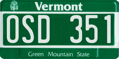 VT license plate OSD351