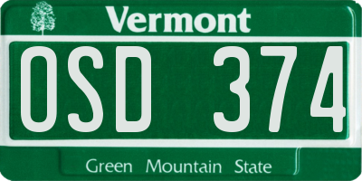 VT license plate OSD374