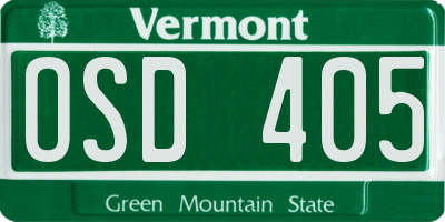 VT license plate OSD405