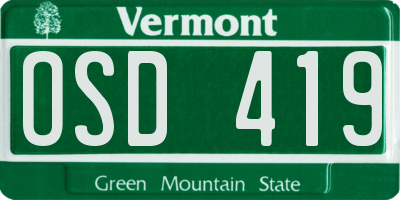 VT license plate OSD419