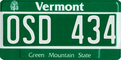 VT license plate OSD434