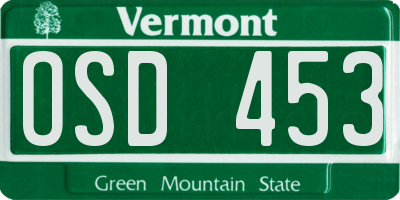 VT license plate OSD453