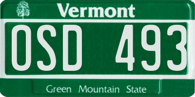 VT license plate OSD493