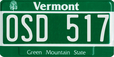 VT license plate OSD517