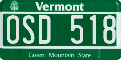 VT license plate OSD518