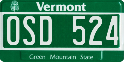 VT license plate OSD524